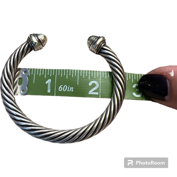 Authentic David Yurman cable classic bangle silver w/ 14K yellow gold 7mm - Picture 5 of 6